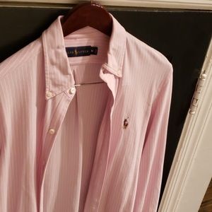 Mens pink and white striped Ralph Lauren button up